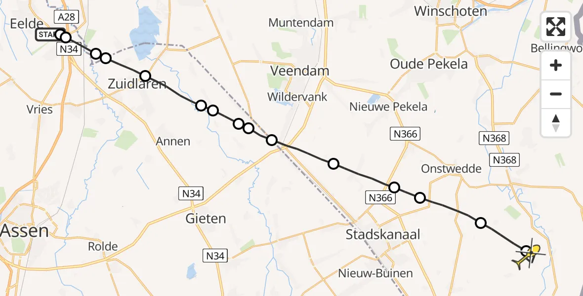 Routekaart van de vlucht: Lifeliner 4 naar Sellingen