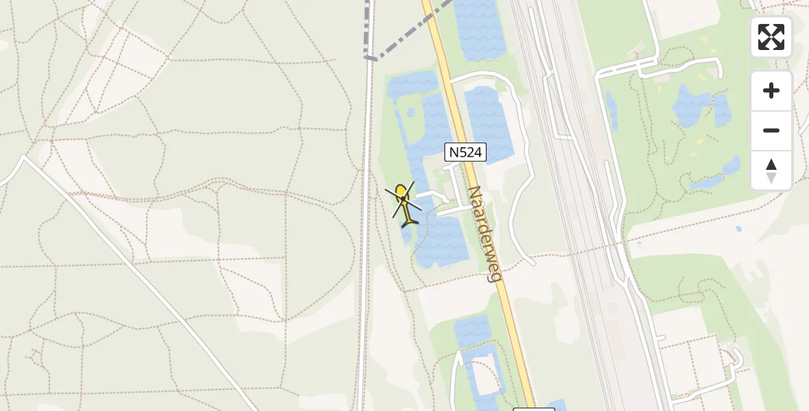 Routekaart van de vlucht: Lifeliner 1 onderweg vanuit Hilversum