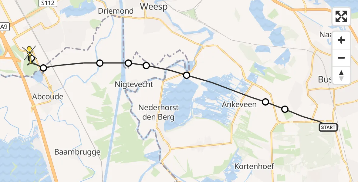 Routekaart van de vlucht: Lifeliner 1 naar Academisch Medisch Centrum (AMC)