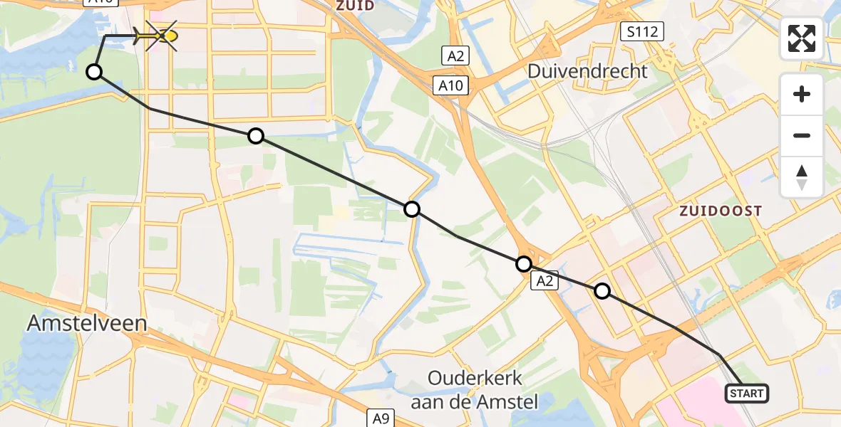 Routekaart van de vlucht: Lifeliner 1 naar VU Medisch Centrum Amsterdam