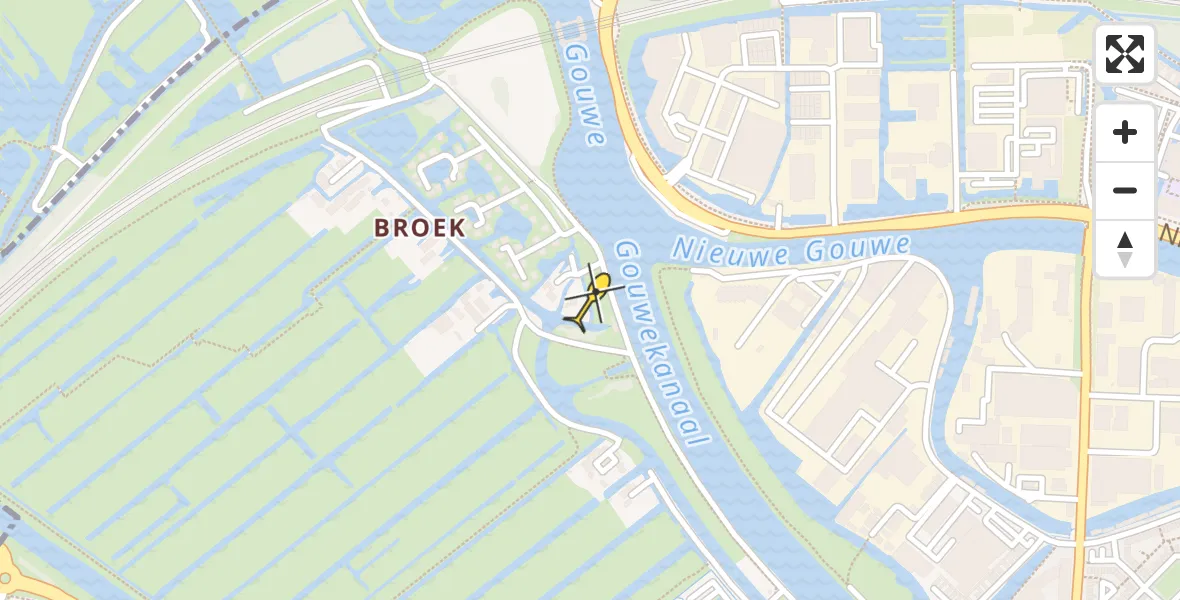 Routekaart van de vlucht: Lifeliner 2 onderweg vanuit Gouda