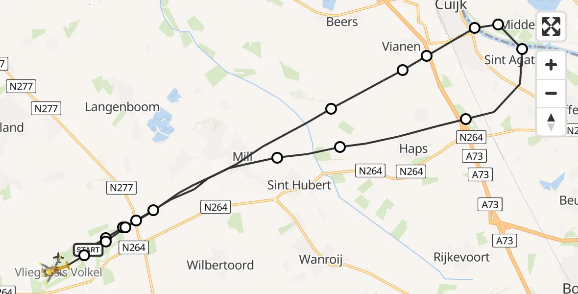 Vluchtroute Traumahelikopter Vliegbasis Volkel - Vliegbasis Volkel, 27 augustus 2022, 20:33