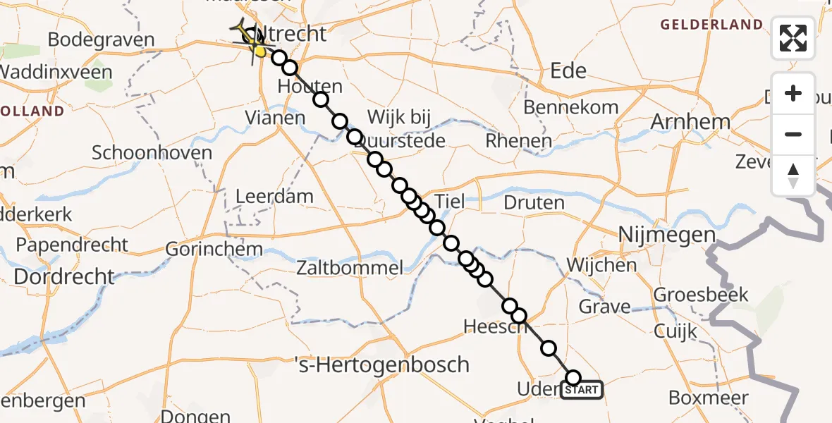 Routekaart van de vlucht: Lifeliner 3 naar De Meern