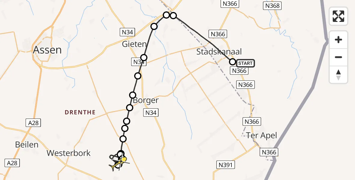 Routekaart van de vlucht: Lifeliner 4 naar Wezuperbrug