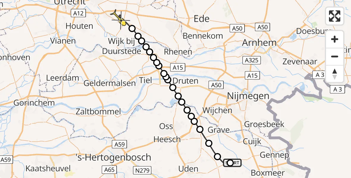 Routekaart van de vlucht: Lifeliner 3 naar Doorn