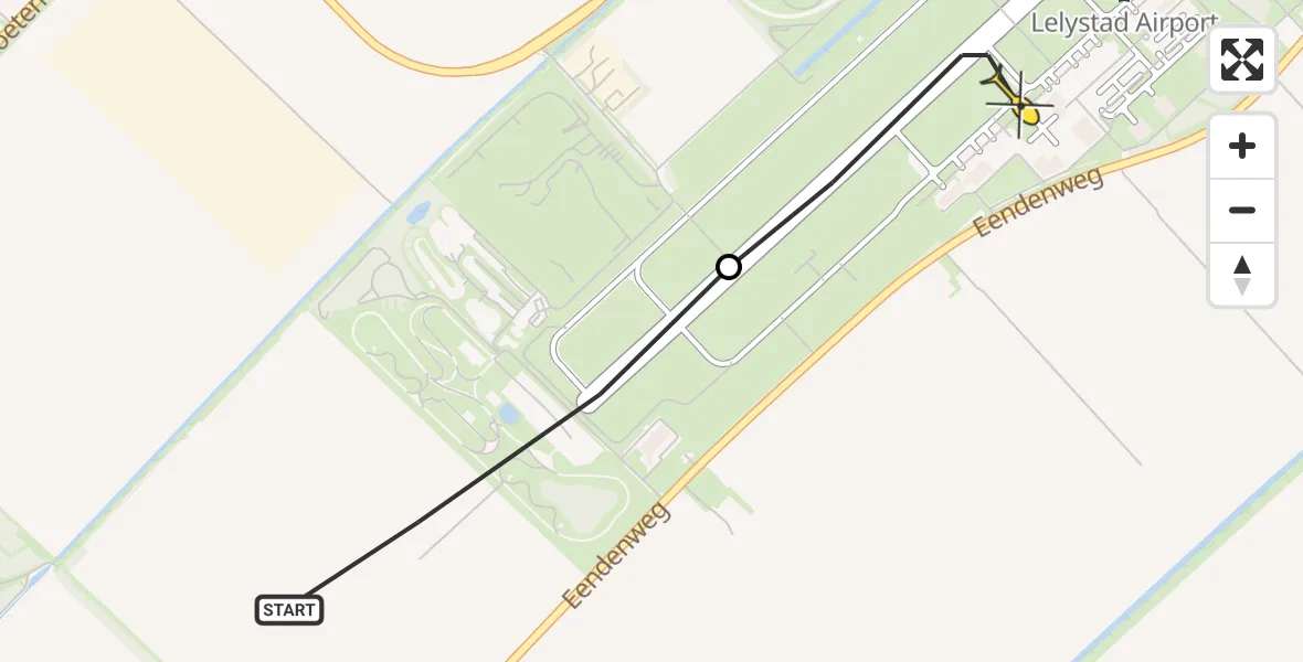 Routekaart van de vlucht: Traumahelikopter onderweg vanuit Lelystad