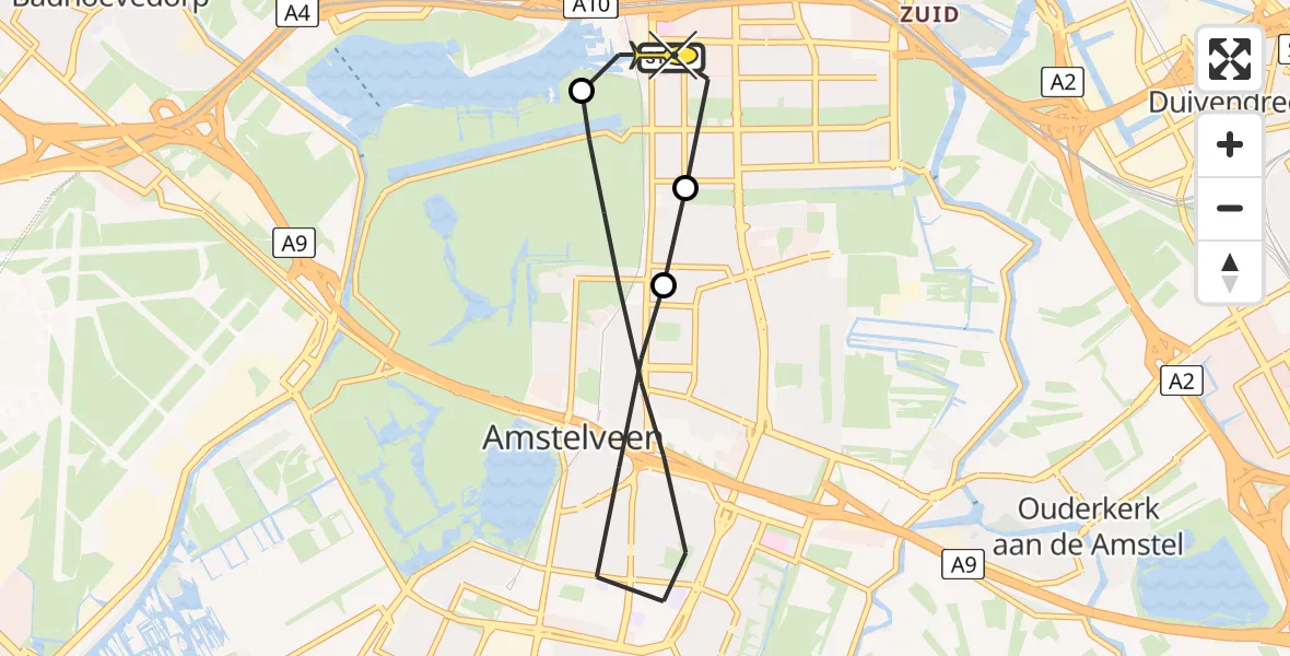 Routekaart van de vlucht: Lifeliner 1 naar VU Medisch Centrum Amsterdam