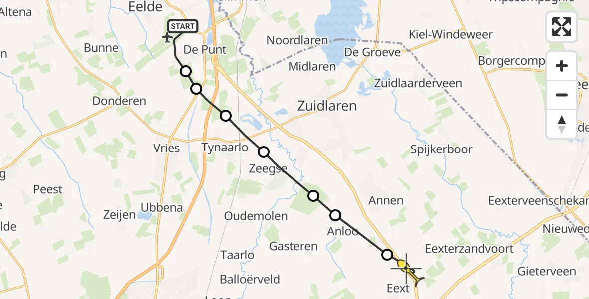 Routekaart van de vlucht: Lifeliner 4 naar Eext