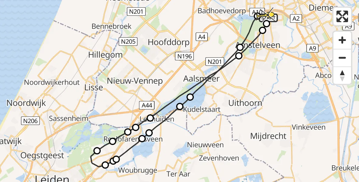 Routekaart van de vlucht: Lifeliner 1 naar VU Medisch Centrum Amsterdam