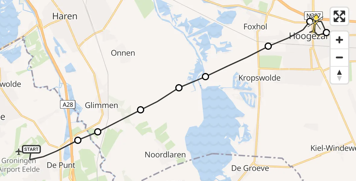 Routekaart van de vlucht: Lifeliner 4 naar 