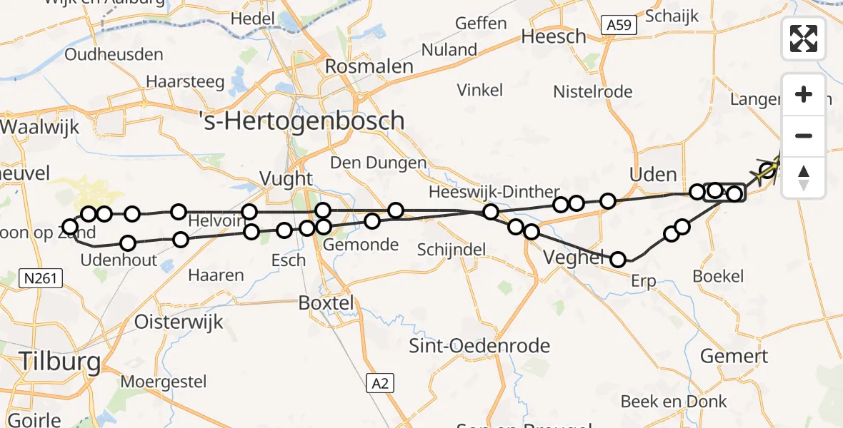 Routekaart van de vlucht: Lifeliner 3 naar Volkel