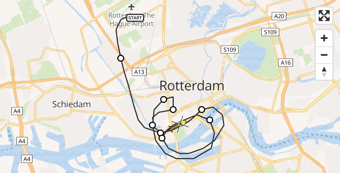 Routekaart van de vlucht: Lifeliner 2 naar Erasmus MC