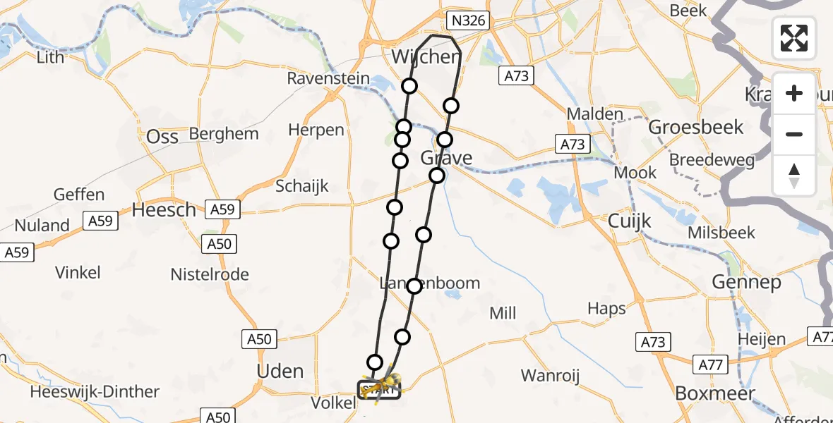 Vluchtroute Traumahelikopter Vliegbasis Volkel - Vliegbasis Volkel, 29 augustus 2022, 12:16