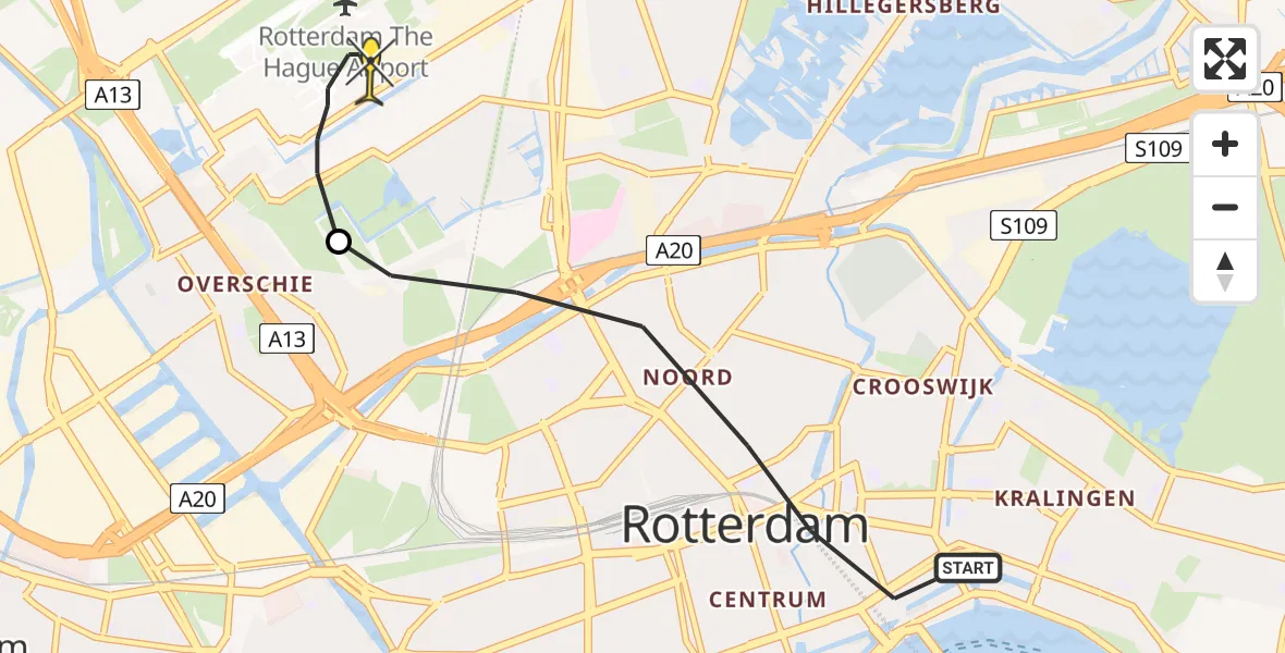 Routekaart van de vlucht: Lifeliner 2 naar Rotterdam The Hague Airport