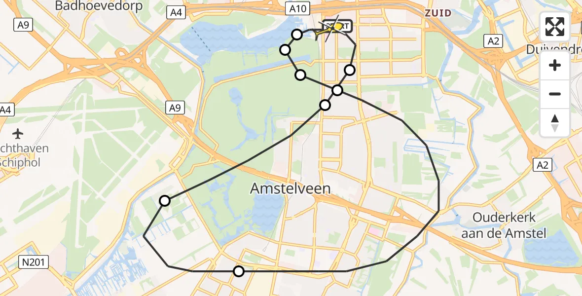 Routekaart van de vlucht: Lifeliner 1 naar VU Medisch Centrum Amsterdam