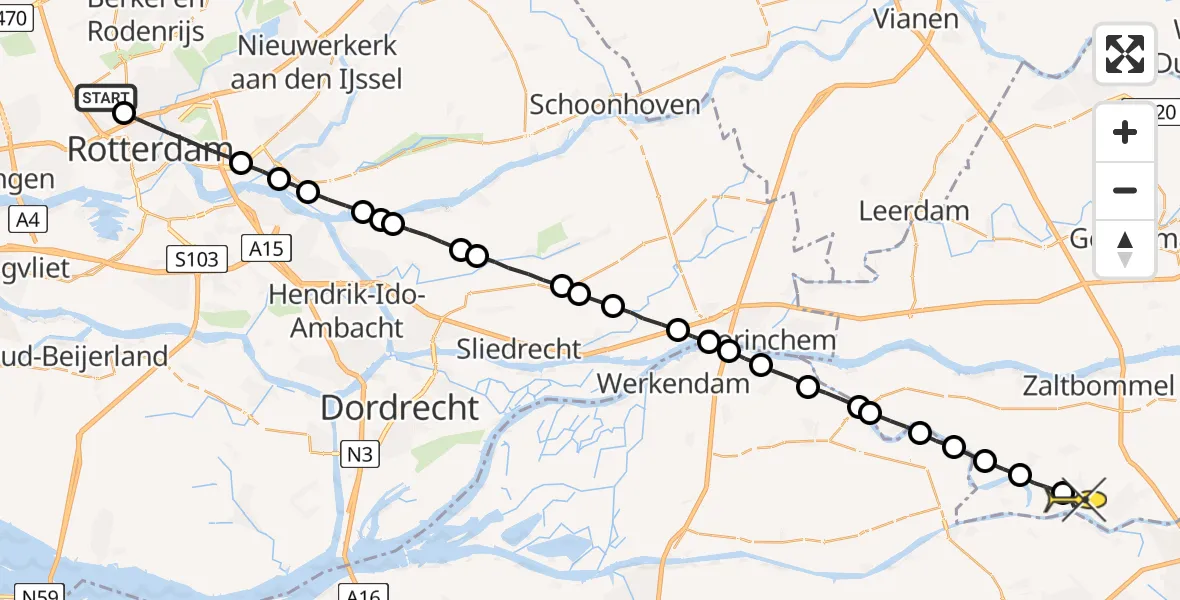 Routekaart van de vlucht: Lifeliner 2 naar Ammerzoden