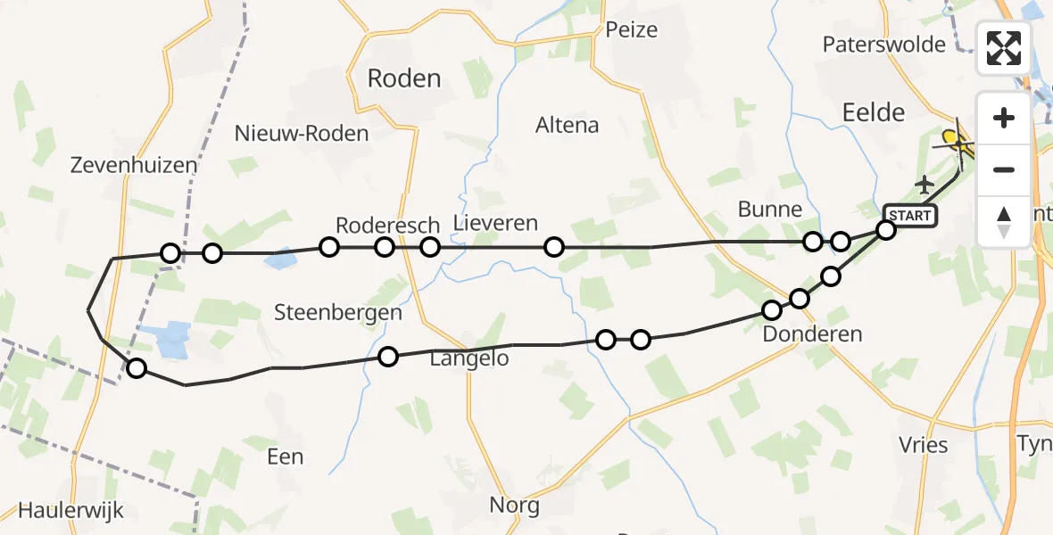 Routekaart van de vlucht: Lifeliner 4 naar Groningen Airport Eelde