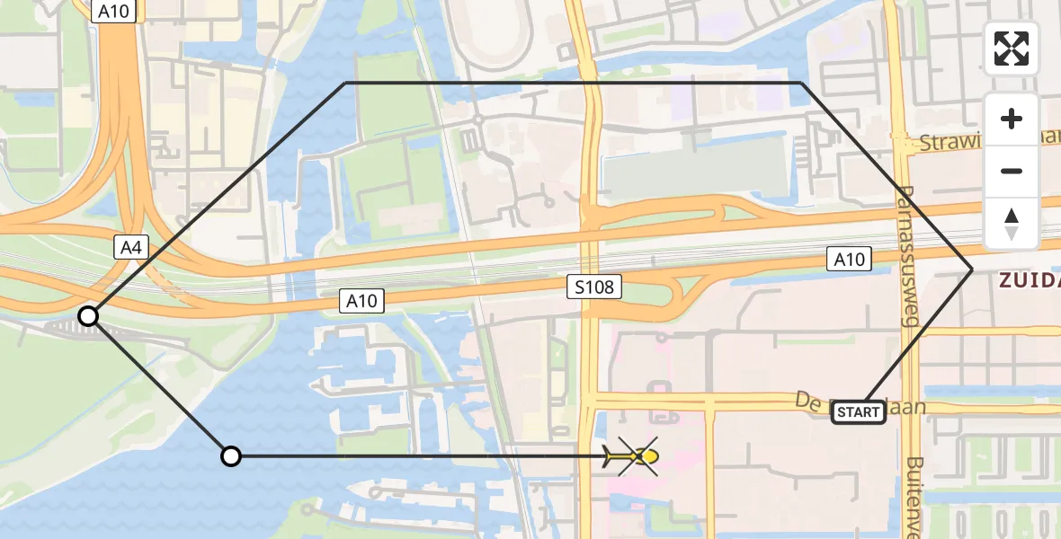 Routekaart van de vlucht: Lifeliner 1 naar VU Medisch Centrum Amsterdam
