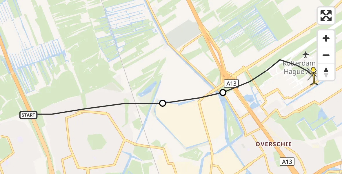 Routekaart van de vlucht: Lifeliner 2 naar Rotterdam The Hague Airport