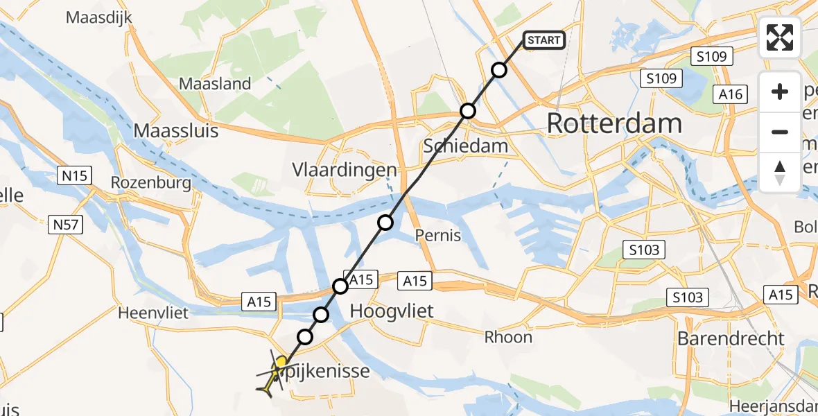 Routekaart van de vlucht: Lifeliner 2 naar Spijkenisse