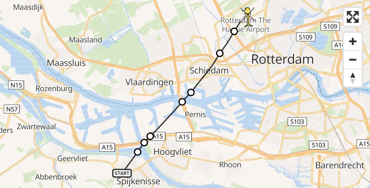 Routekaart van de vlucht: Lifeliner 2 naar Rotterdam The Hague Airport