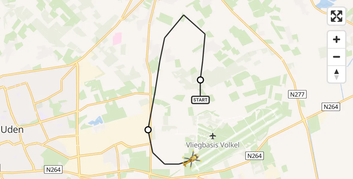 Vluchtroute Traumahelikopter Vliegbasis Volkel - Vliegbasis Volkel, 30 augustus 2022, 07:42