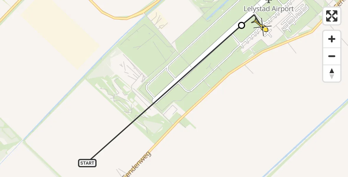 Routekaart van de vlucht: Traumahelikopter naar Lelystad Airport