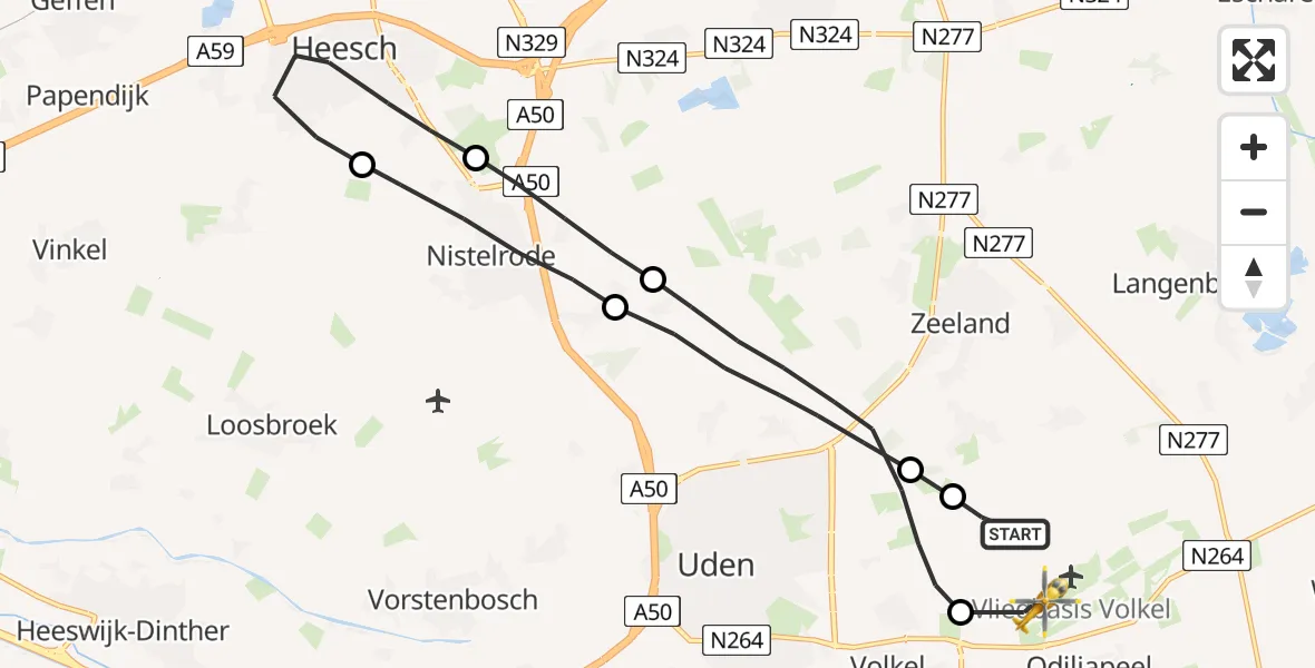 Vluchtroute Traumahelikopter Vliegbasis Volkel - Vliegbasis Volkel, 30 augustus 2022, 11:34