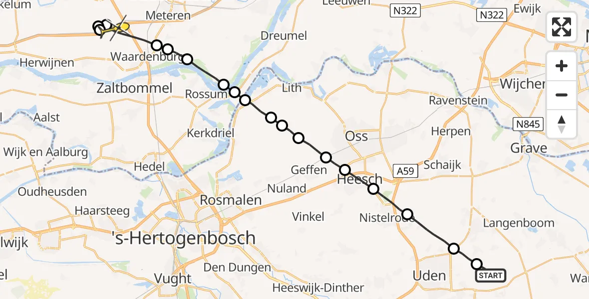 Routekaart van de vlucht: Lifeliner 3 naar Enspijk