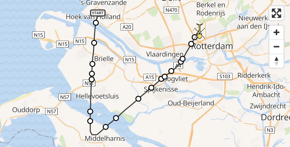 Routekaart van de vlucht: Lifeliner 2 naar Rotterdam The Hague Airport