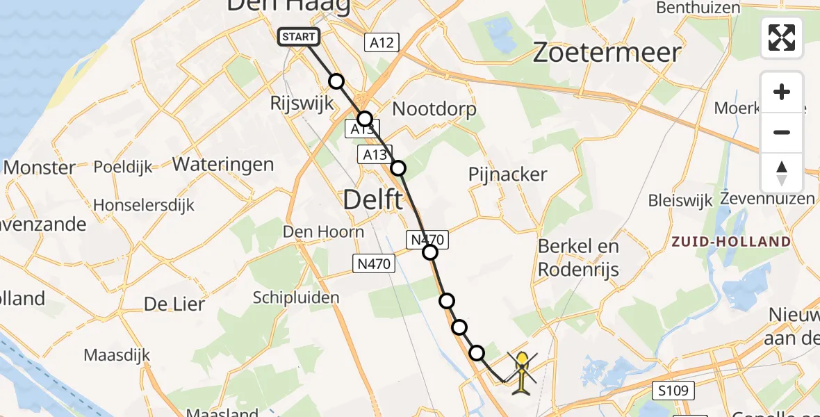 Routekaart van de vlucht: Lifeliner 2 naar Rotterdam The Hague Airport