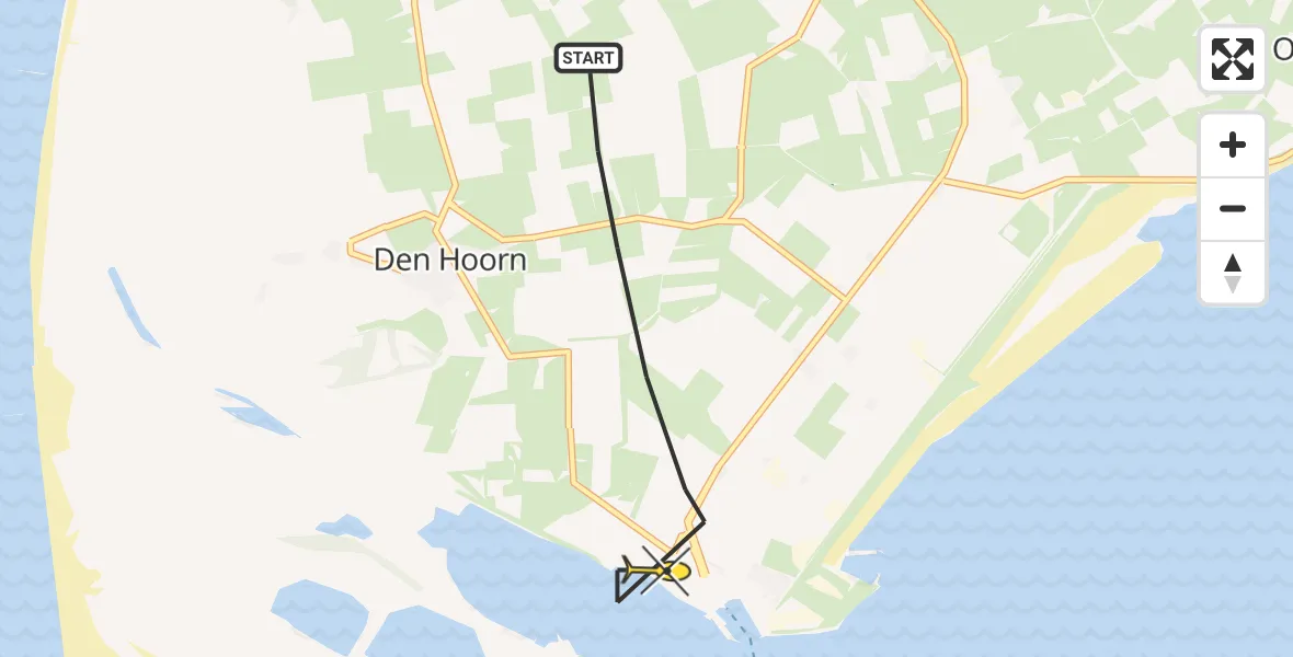 Routekaart van de vlucht: Lifeliner 1 naar Den Hoorn