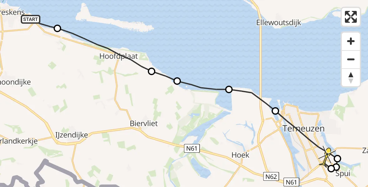 Routekaart van de vlucht: Lifeliner 2 naar Terneuzen