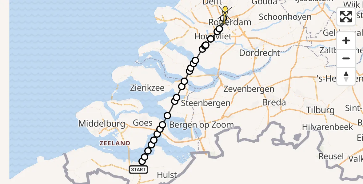 Routekaart van de vlucht: Lifeliner 2 naar Rotterdam The Hague Airport