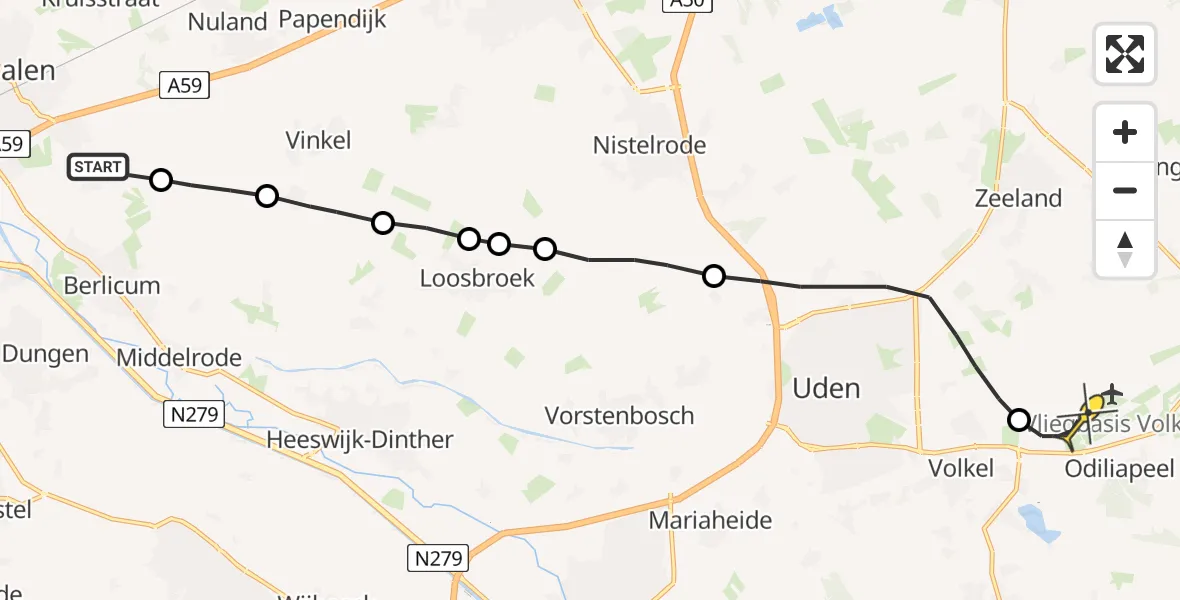 Routekaart van de vlucht: Lifeliner 3 naar Vliegbasis Volkel