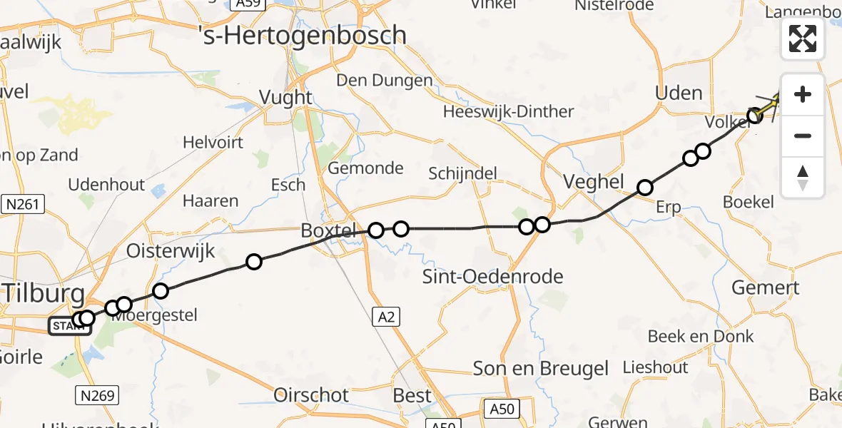 Routekaart van de vlucht: Lifeliner 3 naar Vliegbasis Volkel