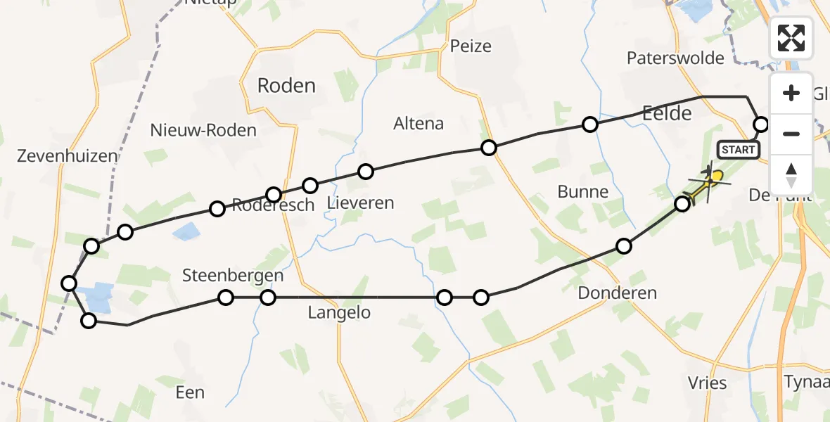 Routekaart van de vlucht: Lifeliner 4 naar Groningen Airport Eelde