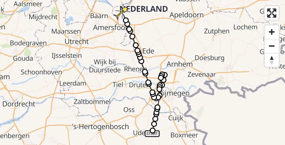 Routekaart van de vlucht: Lifeliner 3 naar Nijkerk