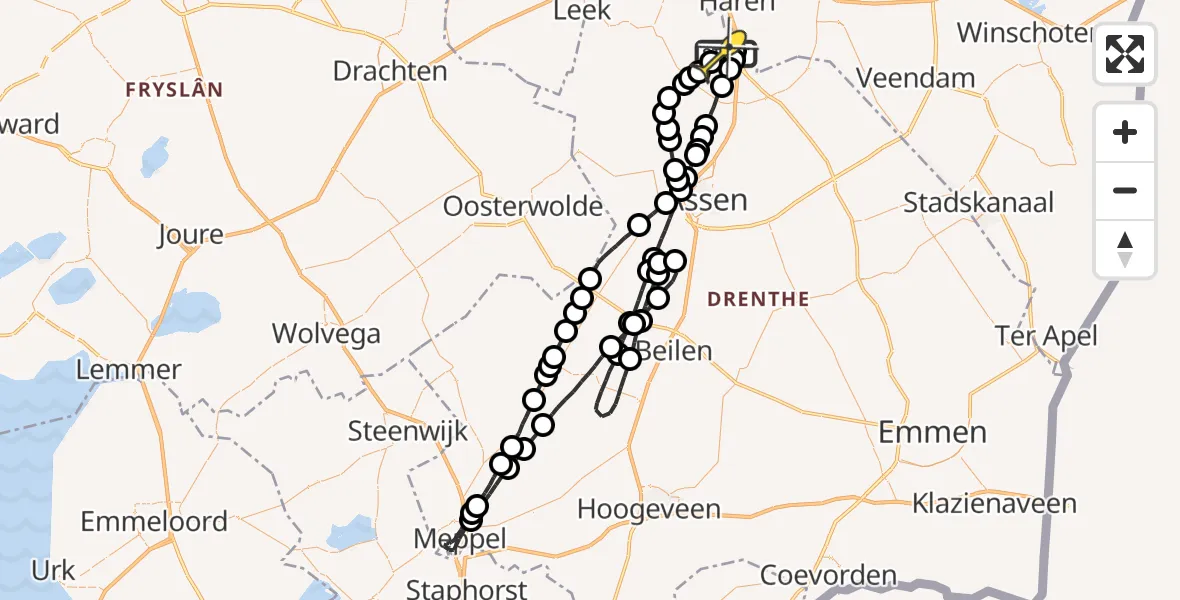 Routekaart van de vlucht: Lifeliner 4 naar Groningen Airport Eelde