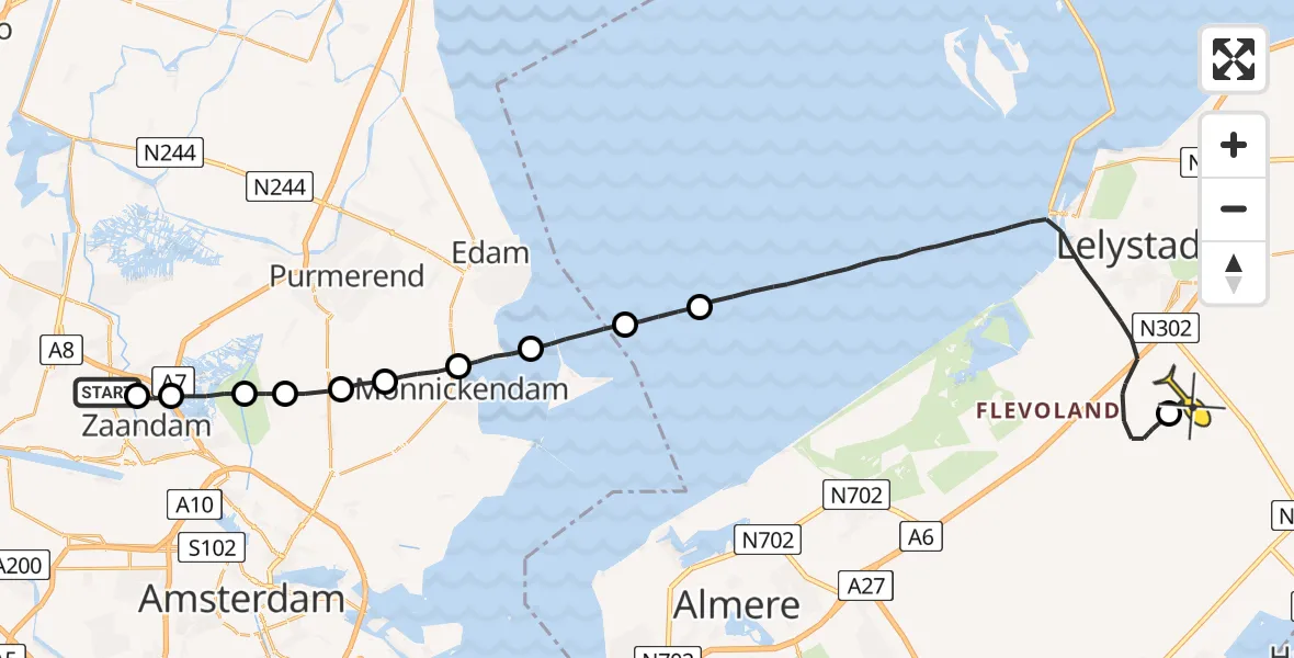 Routekaart van de vlucht: Lifeliner 1 naar Lelystad Airport