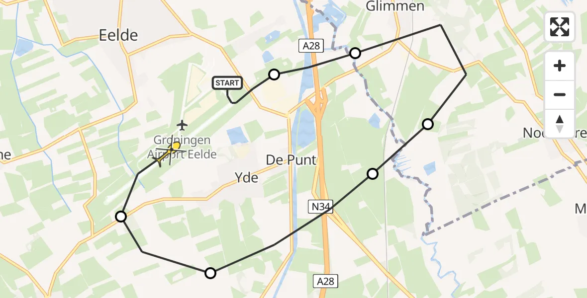Routekaart van de vlucht: Lifeliner 4 naar Groningen Airport Eelde