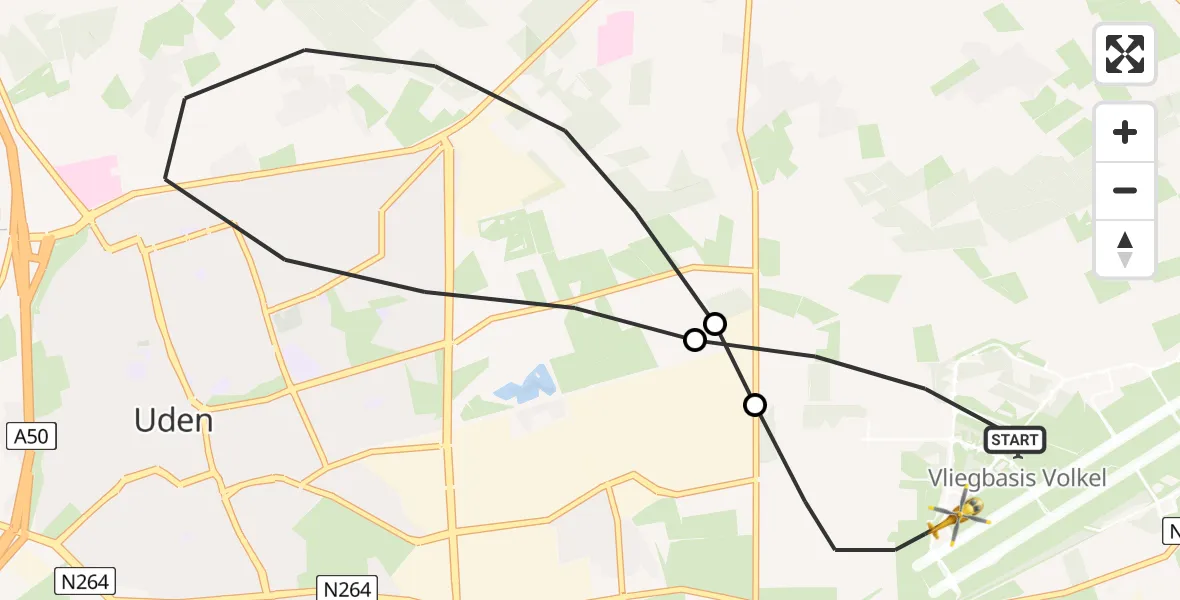 Vluchtroute Traumahelikopter Vliegbasis Volkel - Vliegbasis Volkel, 31 augustus 2022, 18:05