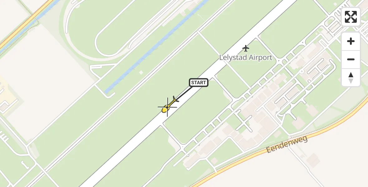 Vluchtroute Traumahelikopter van Lelystad Airport naar Lelystad Airport