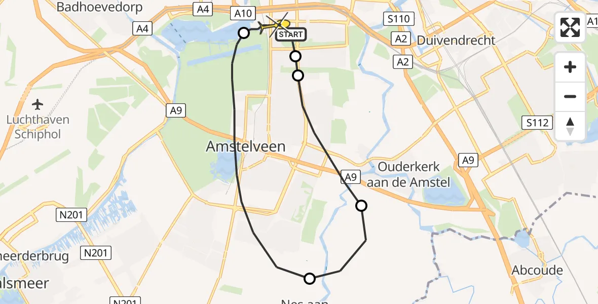 Routekaart van de vlucht: Lifeliner 1 naar VU Medisch Centrum Amsterdam