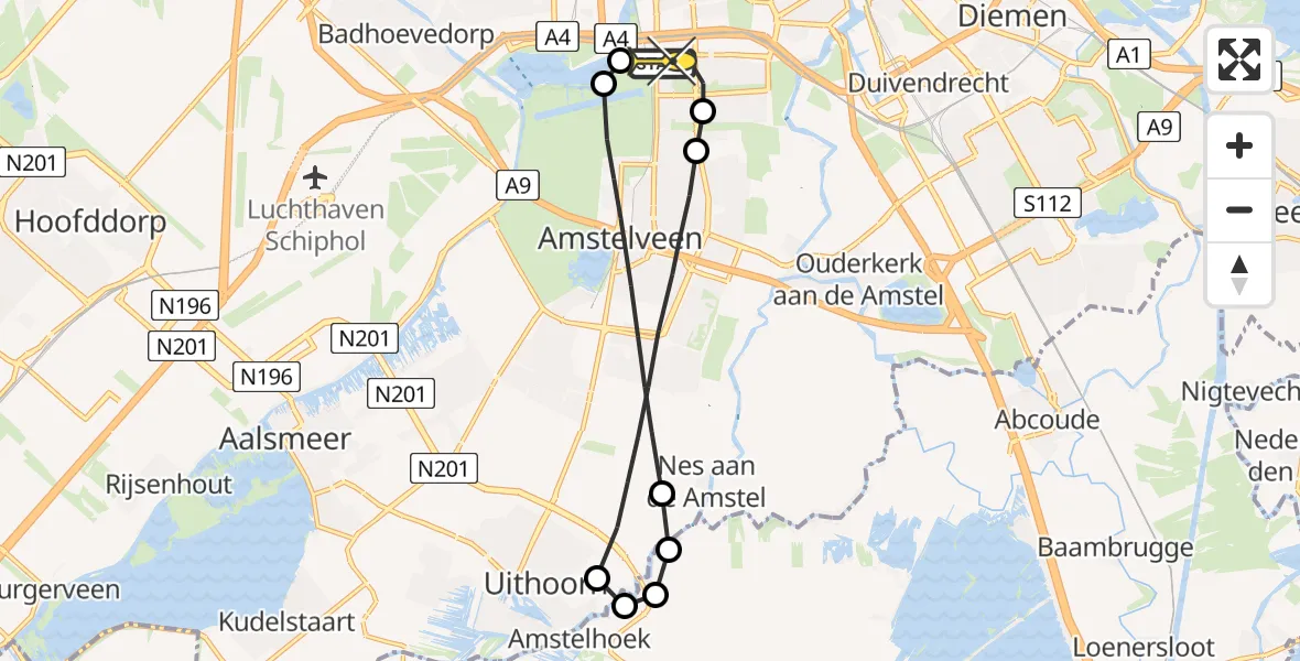 Routekaart van de vlucht: Lifeliner 1 naar VU Medisch Centrum Amsterdam