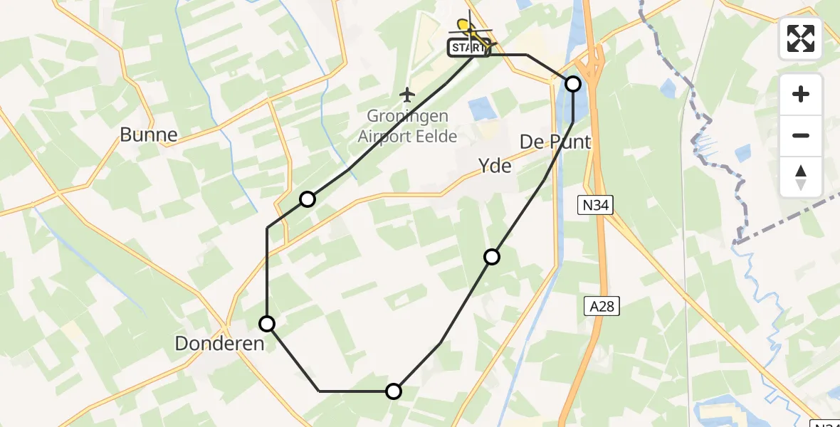 Routekaart van de vlucht: Lifeliner 4 naar Groningen Airport Eelde