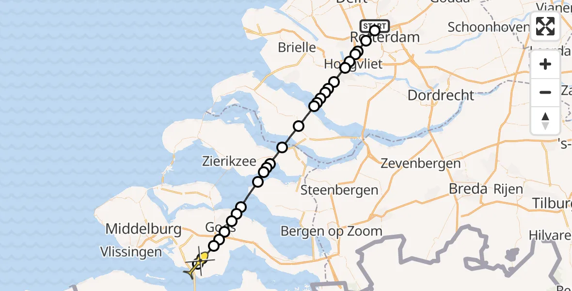 Routekaart van de vlucht: Lifeliner 2 naar Driewegen