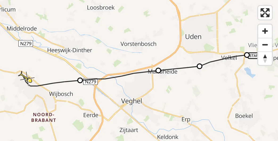 Routekaart van de vlucht: Lifeliner 3 naar Schijndel