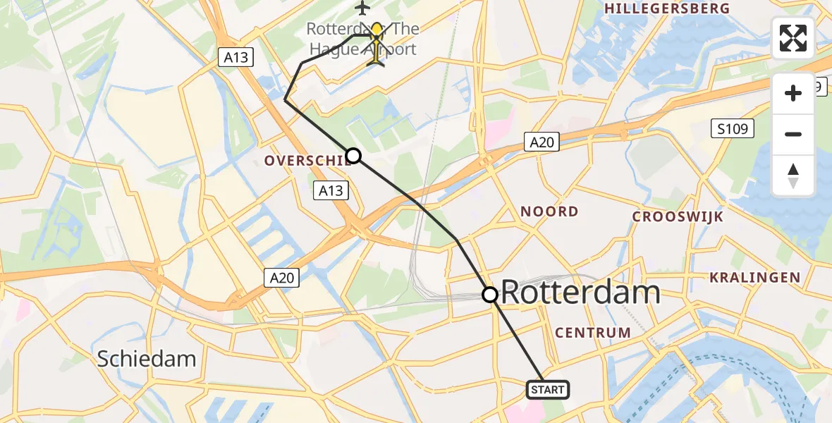 Routekaart van de vlucht: Lifeliner 2 naar Rotterdam The Hague Airport