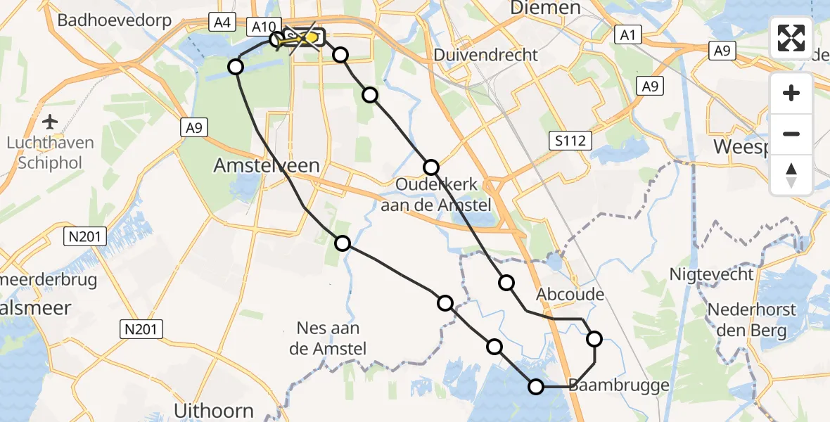 Routekaart van de vlucht: Lifeliner 1 naar VU Medisch Centrum Amsterdam